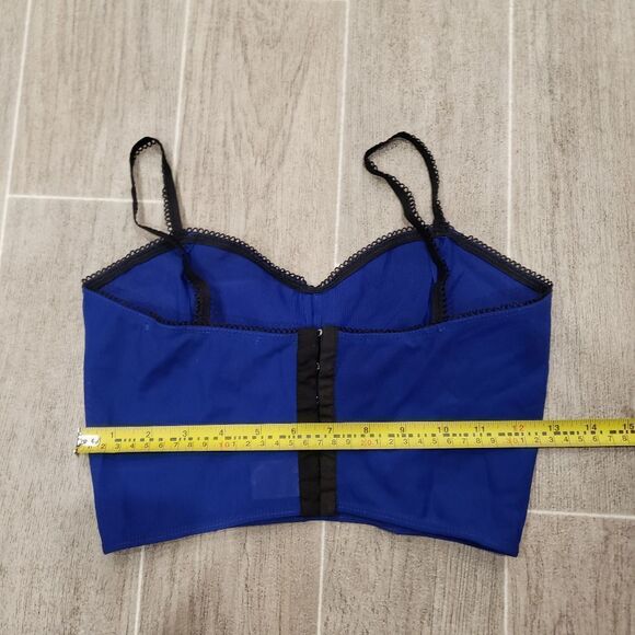 Reformation Blue & Black Mesh Crop Top - Picture 10 of 12